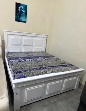 5 by 6 White Bed/ High-Density Quality Mattress Also Available