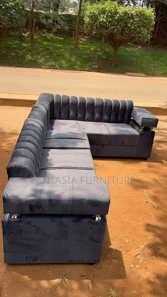 5 Seater Dark Grey Sectional Sofa