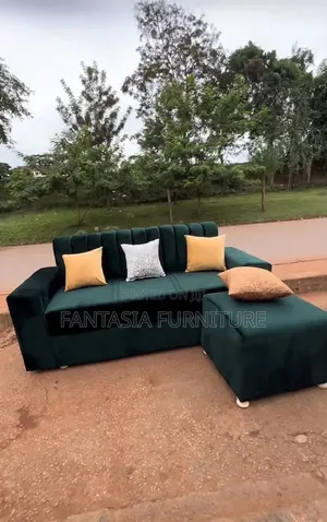 3 Seater Dark Green Sofa Set +Ottoman