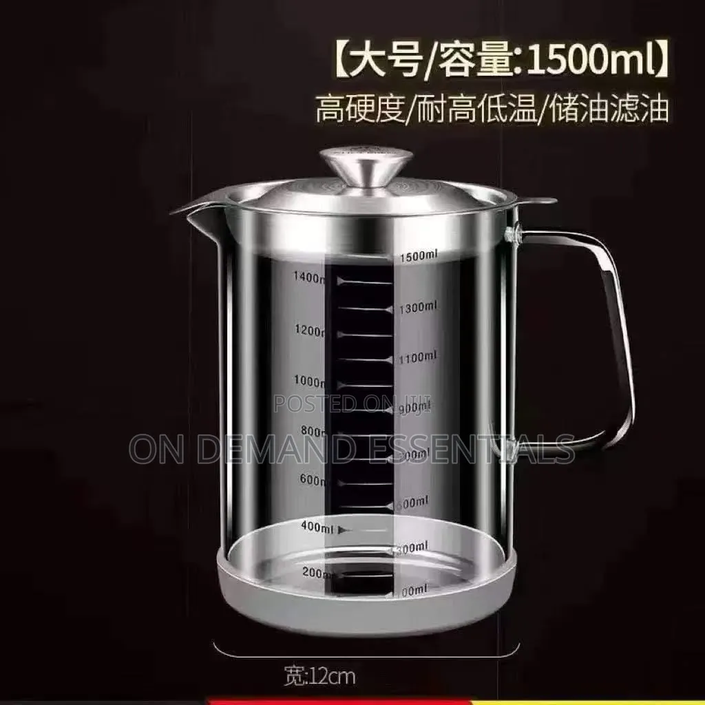 Glass Oil Jar/Filter/Strainer. Stainless Filter