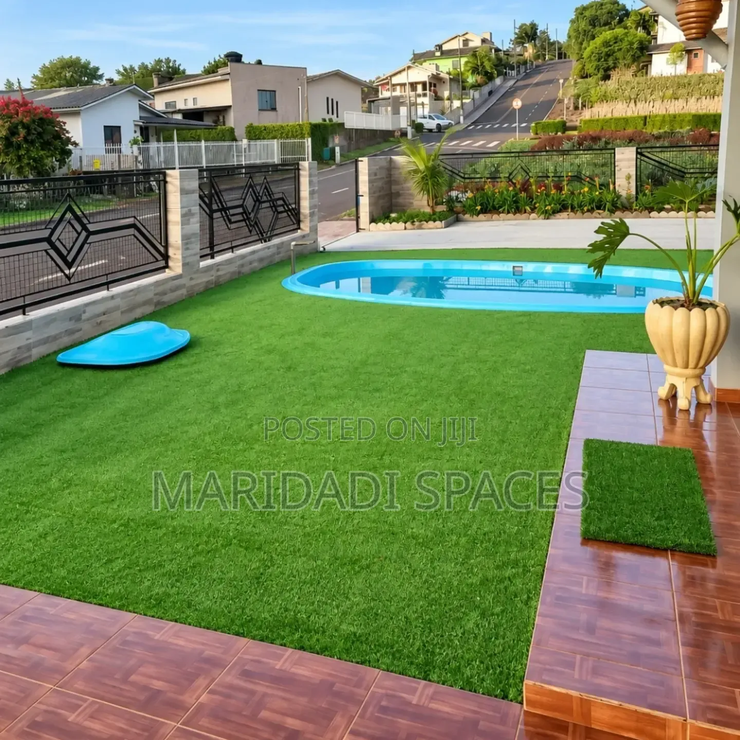 Poolside Artificial Grass Carpet-Drainage Backed-No Slip