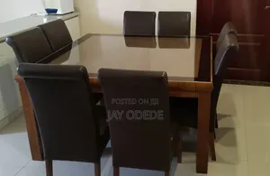 8 Seater Glass Mahogany Dining Table