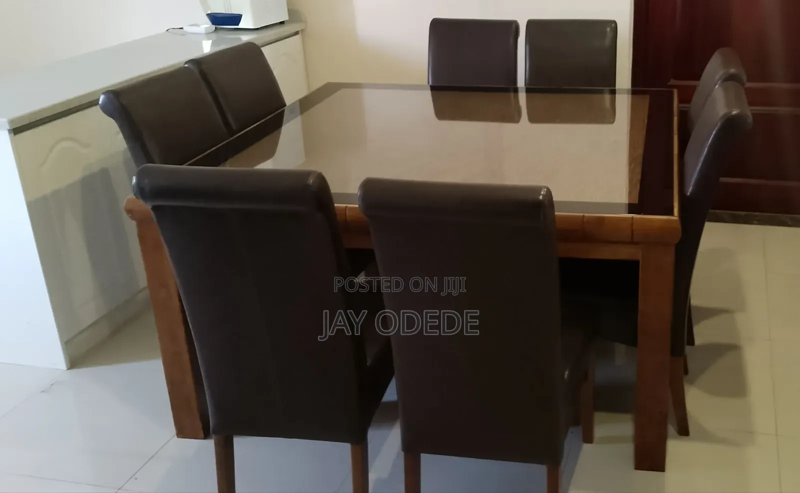 8 Seater Glass Mahogany Dining Table