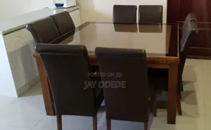 8 Seater Glass Mahogany Dining Table