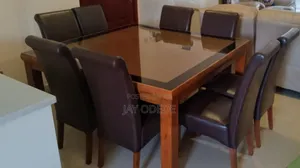 8 Seater Glass Mahogany Dining Table