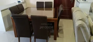 8 Seater Glass Mahogany Dining Table