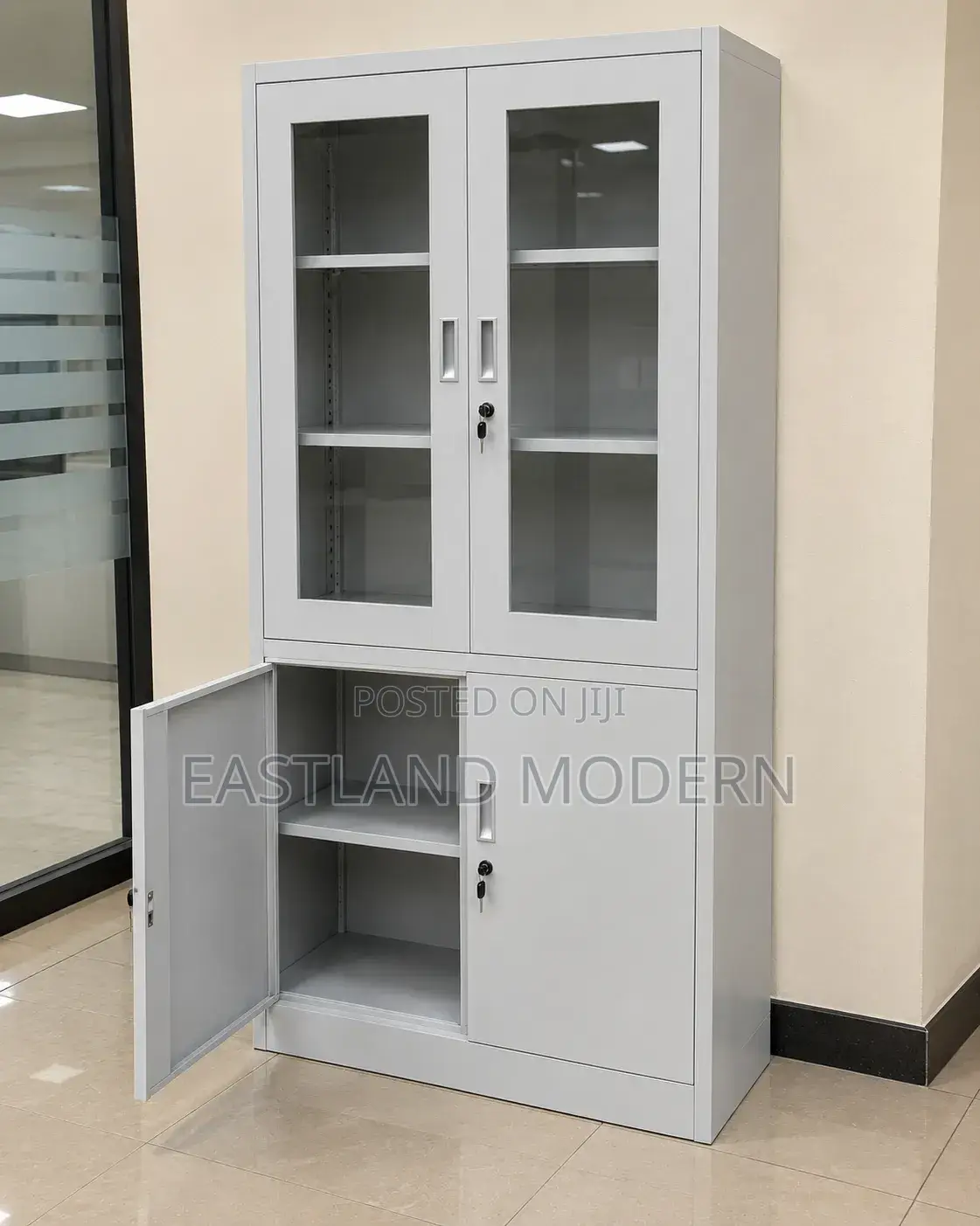 Glass Door Office Cabinet – Lockable Filing Storage