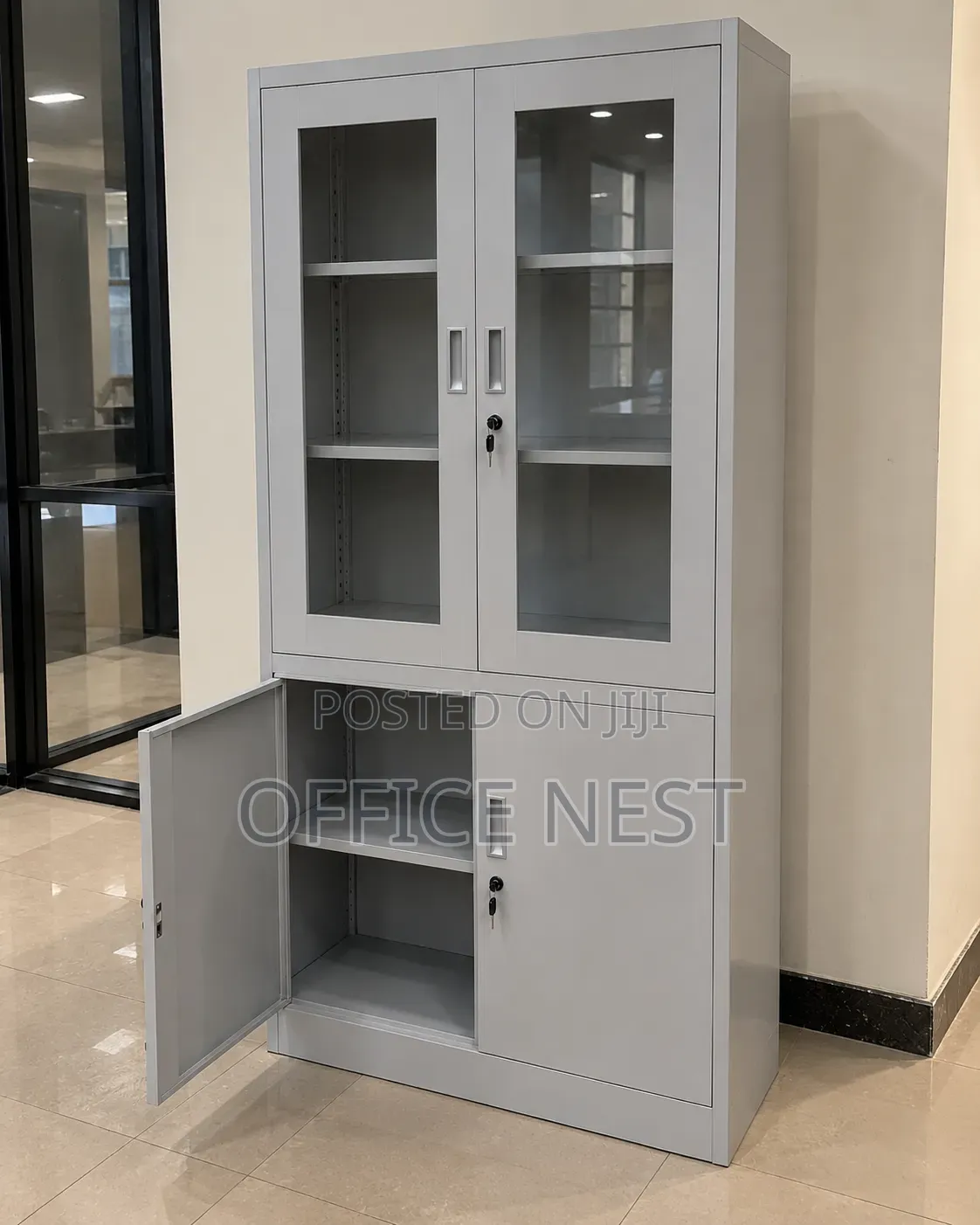 Glass Door Office Cabinet – Lockable Filing Storage