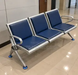 Modern 3 Seater Waiting Chair – Blue Reception Bench Office Seat
