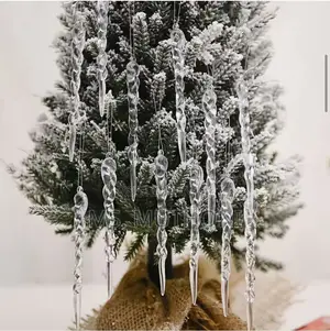  Set of 12 Crystal Clear Icicle Ornaments *