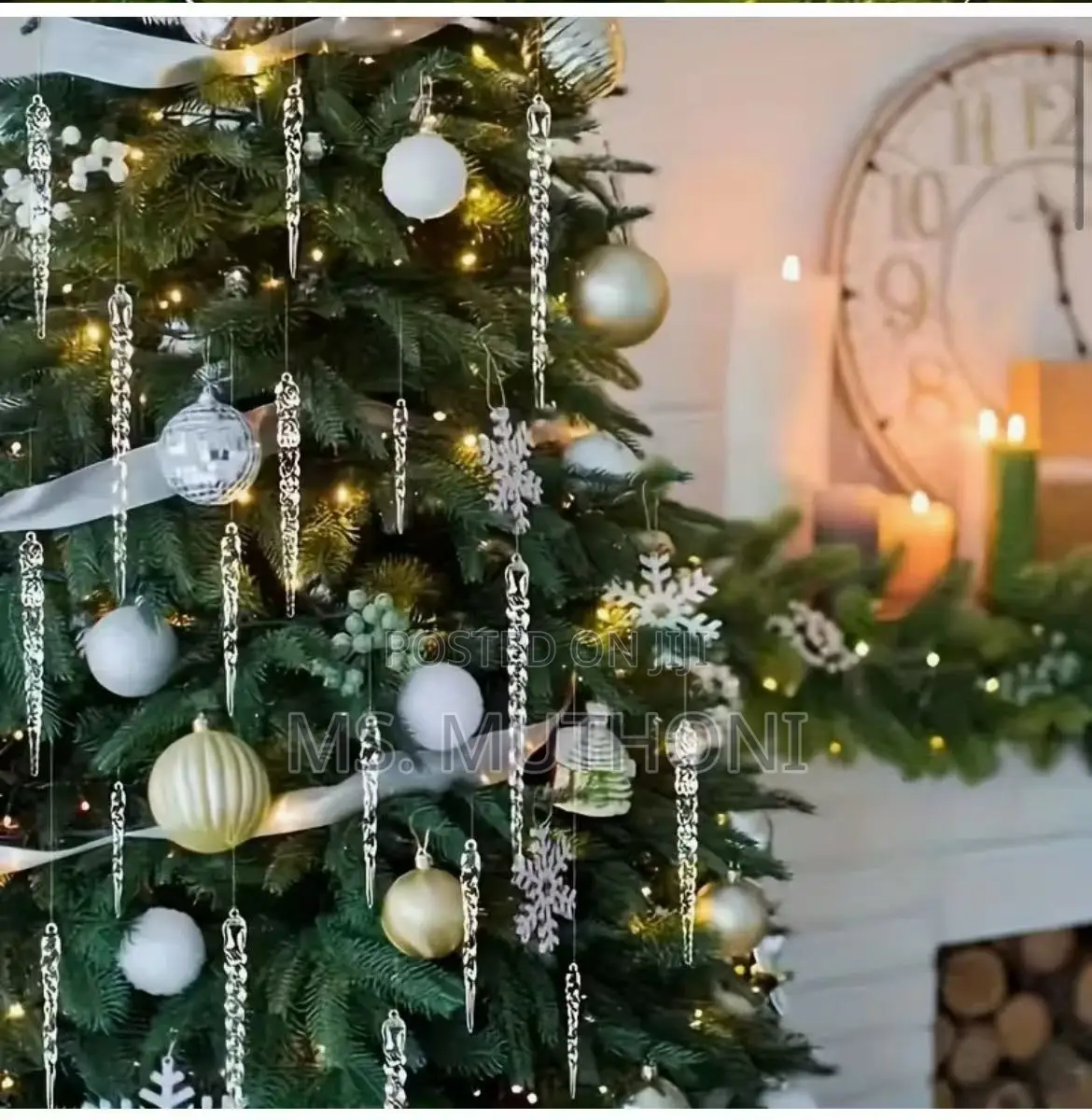  Set of 12 Crystal Clear Icicle Ornaments *