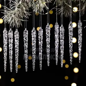  Set of 12 Crystal Clear Icicle Ornaments *