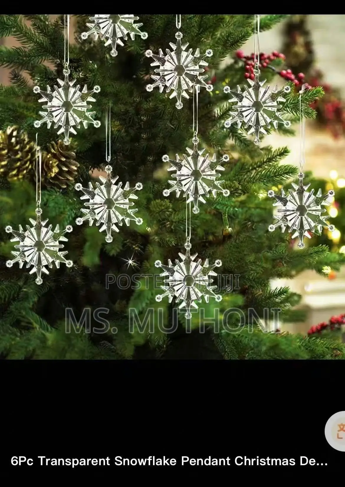 6-Piece Crystal Snowflake Christmas Ornaments