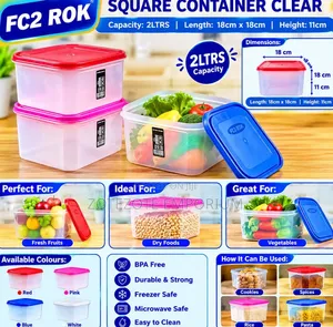Rok 2ltr Plastic Square Container