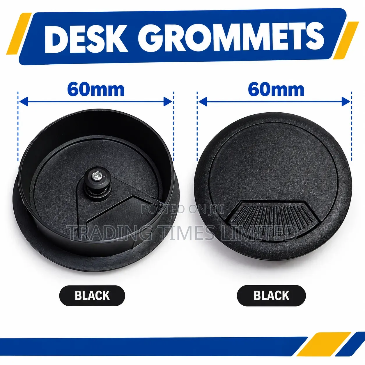 60mm Desk Cabble Grommets Black