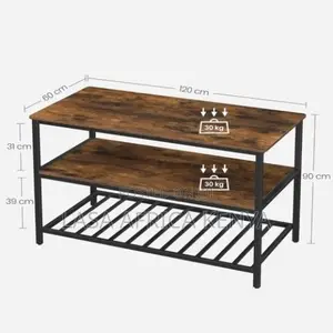 Lazava Rustic 3-Tier Kitchen Table - Wood Met.