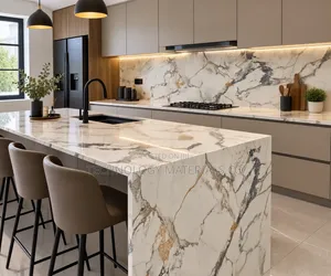 Calacatta Marble-Look Sintered Stone | Luxury Kitchen & Wall Finish