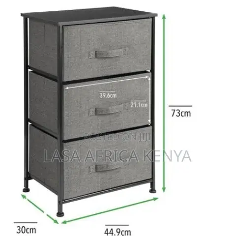 Lasa 3-Drawer Storage - Dark Grey