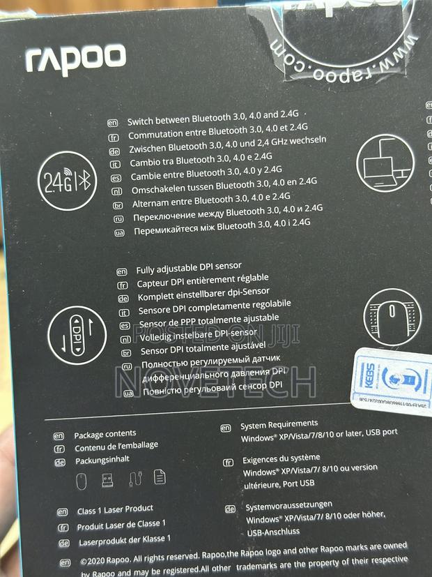 Rapoo MT750S Multi-Mode Wireless Bluetooth Rechargeable Mouse Black - thumbnail 2