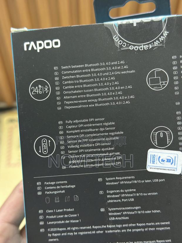 Rapoo MT750S Multi-Mode Wireless Bluetooth Rechargeable Mouse Black - thumbnail 3
