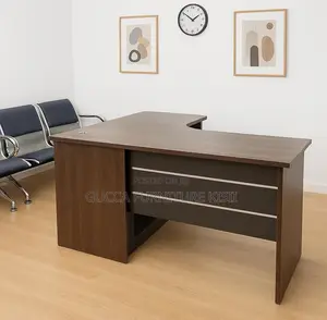 1.4M Curved Imported Brown Desk With Storage