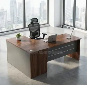 1.4M Curved Imported Brown Desk With Storage