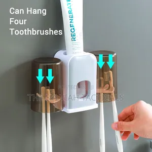 Toothbrush Holder Wall Mounted Toothpaste Dispenser Automatic