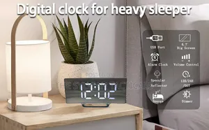 Digital Alarm Clock Bedside LED Bedside Clock With 7" Curved Screen