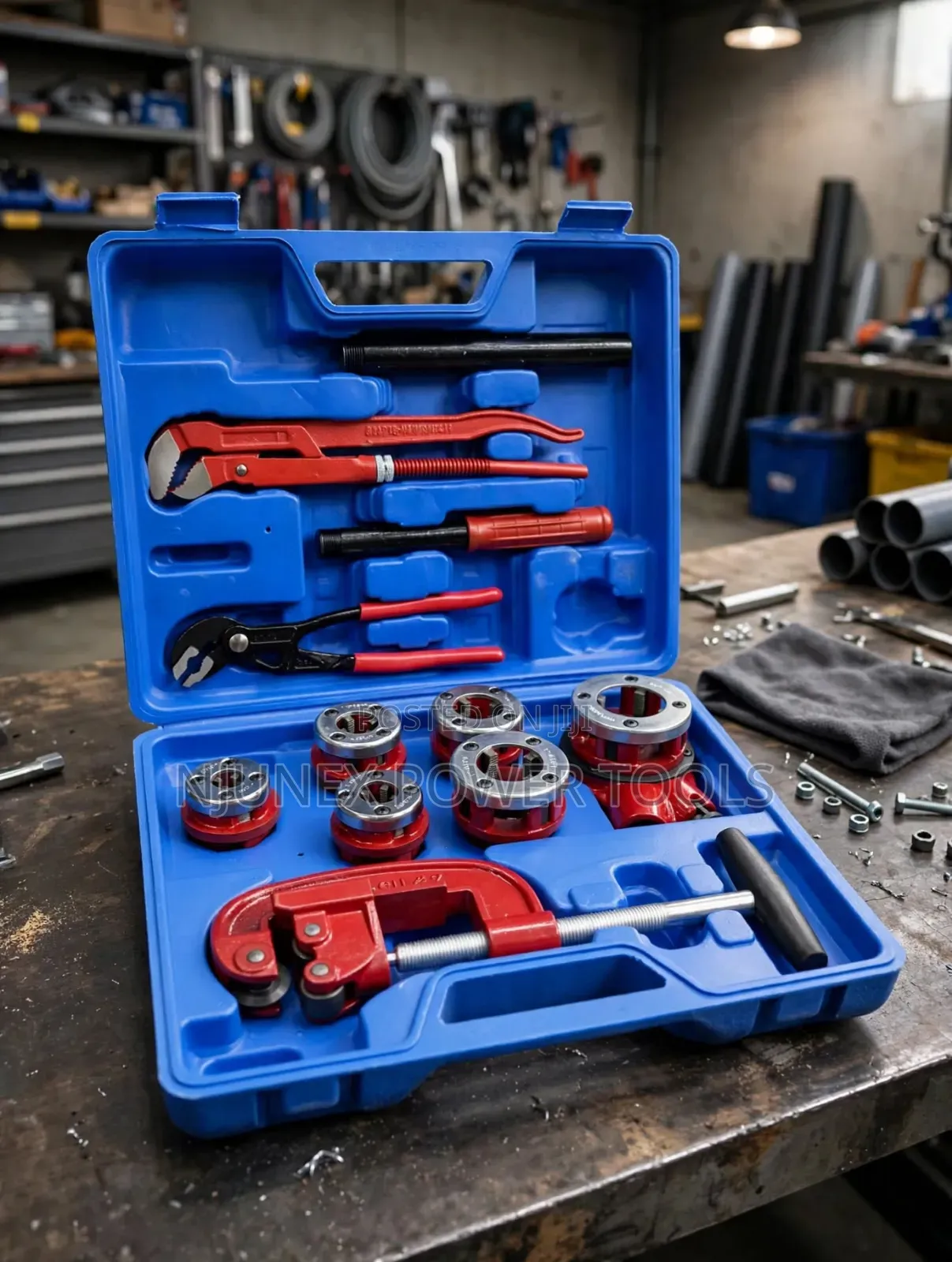 10-Piece Manual Ratchet Pipe Threader and Plumbing Kit