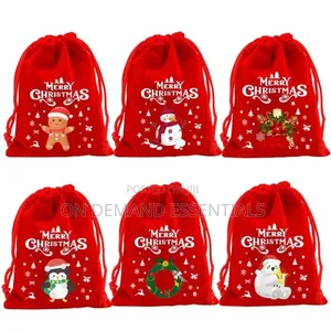 Christmas Velvet Candy / Gift Drawstring Bag Size : 12x9cm