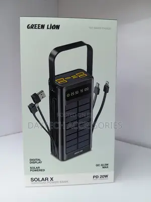Green Lion Solar X 30000mAh Power Bank PD 20W, Portable Fast Charger