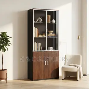 2-Door Brown Wooden Cabinet.