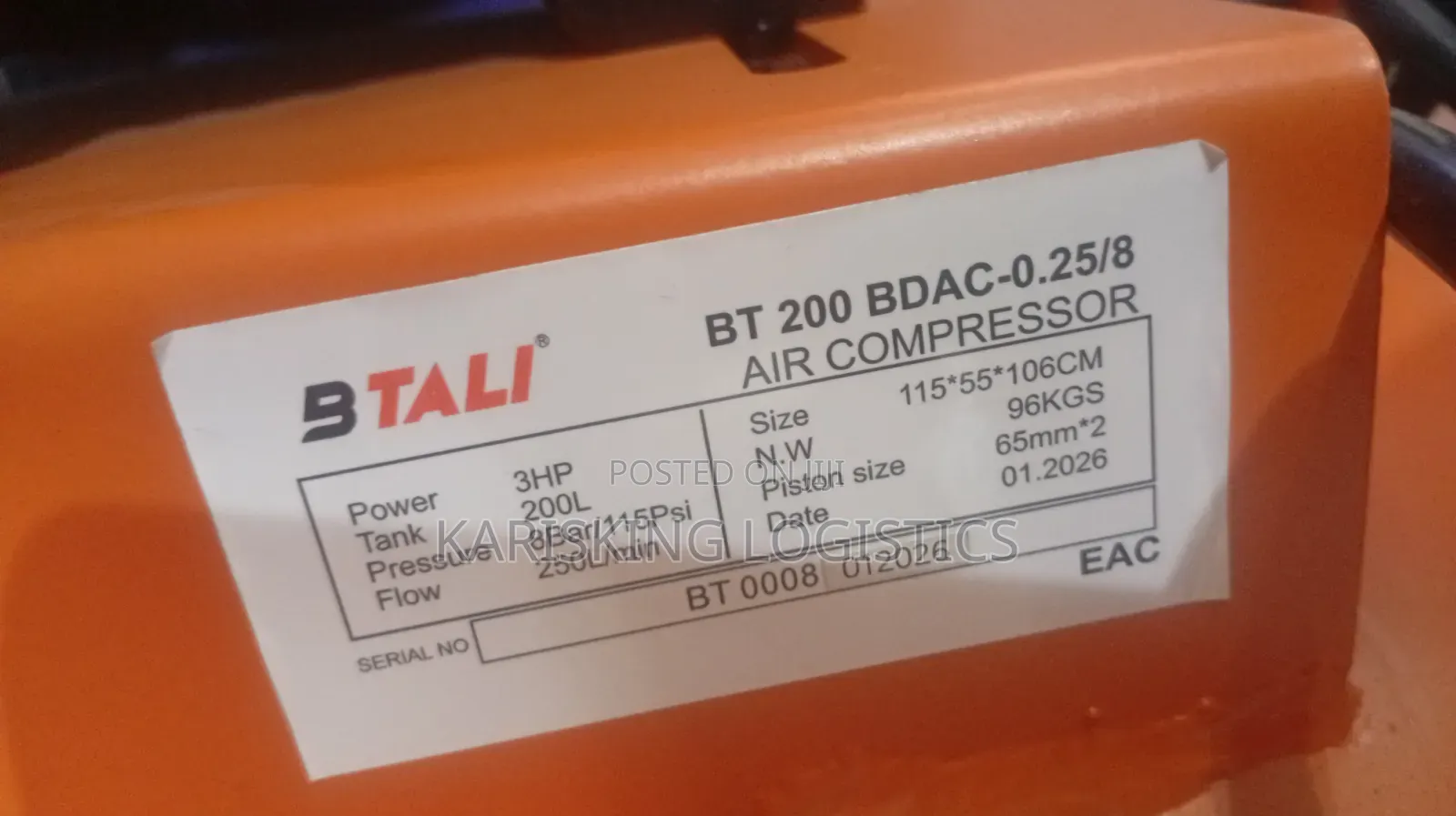 BTali 200 Litres Compressor With Double Piston Electric