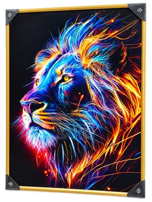 Stunning Neon Lion Canvas Wall Art Painting (61x81 Cm) – Brand New