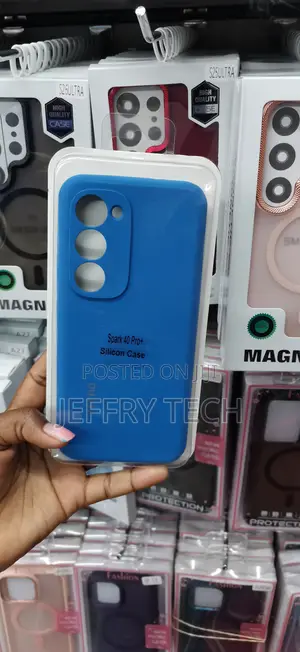 Image Is a Tecno Spark 40 Pro+ Silicon Case in a Vibrant Blue Color