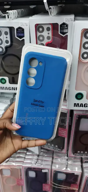 Image Is a Tecno Spark 40 Pro+ Silicon Case in a Vibrant Blue Color