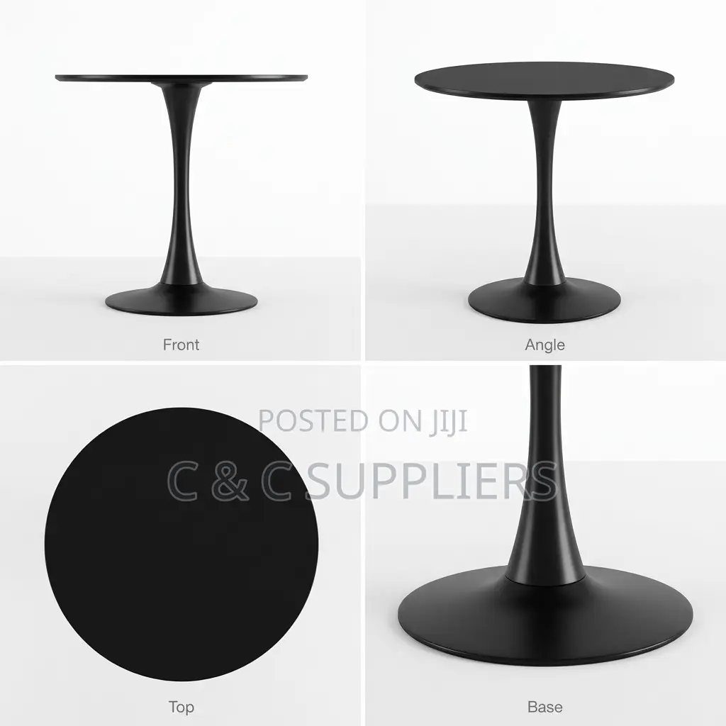 Black Round Pedestal Dining Table.