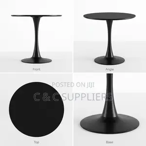 Black Round Pedestal Dining Table.