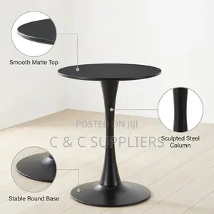 Black Round Pedestal Dining Table.