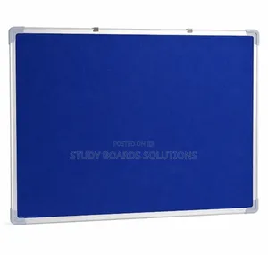 Wallmounted Blue Felt Notice Board With Glossy Aluminum Frame 3ftx2ft