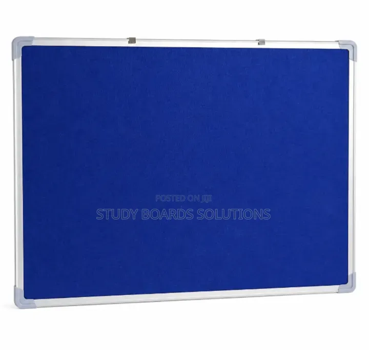 Wallmounted Blue Felt Notice Board With Glossy Aluminum Frame 3ftx2ft