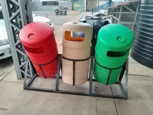 3 Heavy Duty Waste Bins 90L