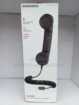 The Porodo Classic Retro Phone Handset With Type-C Connector in Black