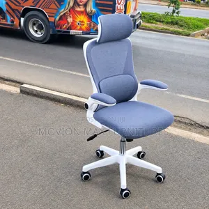 Premium Ergonomic Office Chair With Headrest – Grey & White