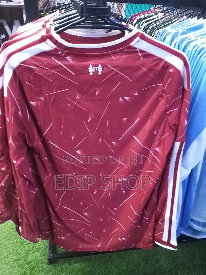 Long Sleeved Player Version Liverpool Home Jersey.