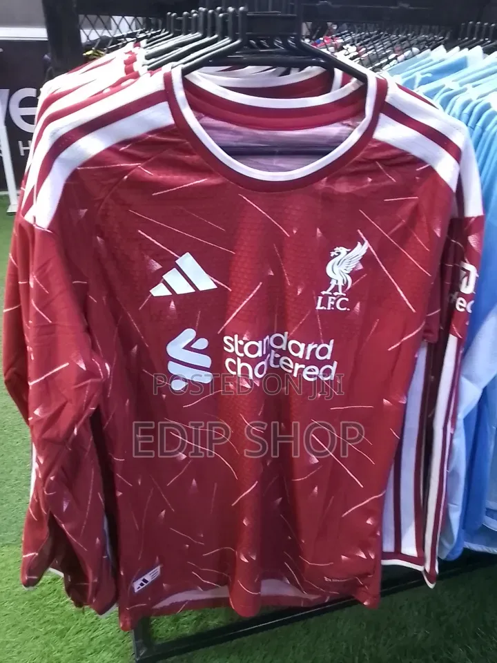 Long Sleeved Player Version Liverpool Home Jersey.