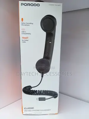 Porodo Classic Retro Phone Handset With Type-C - Black