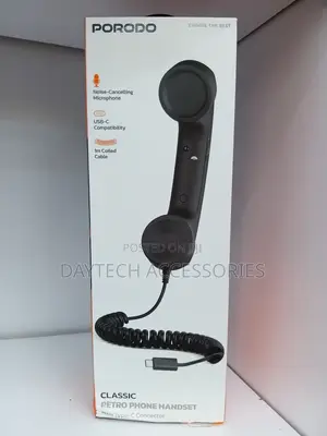 Porodo Classic Retro Phone Handset With Type-C - Black