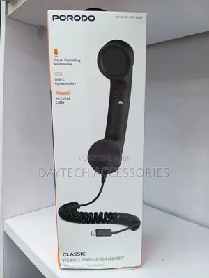 Porodo Retro Phone Handset With Type-C Connector Handheld Receiver