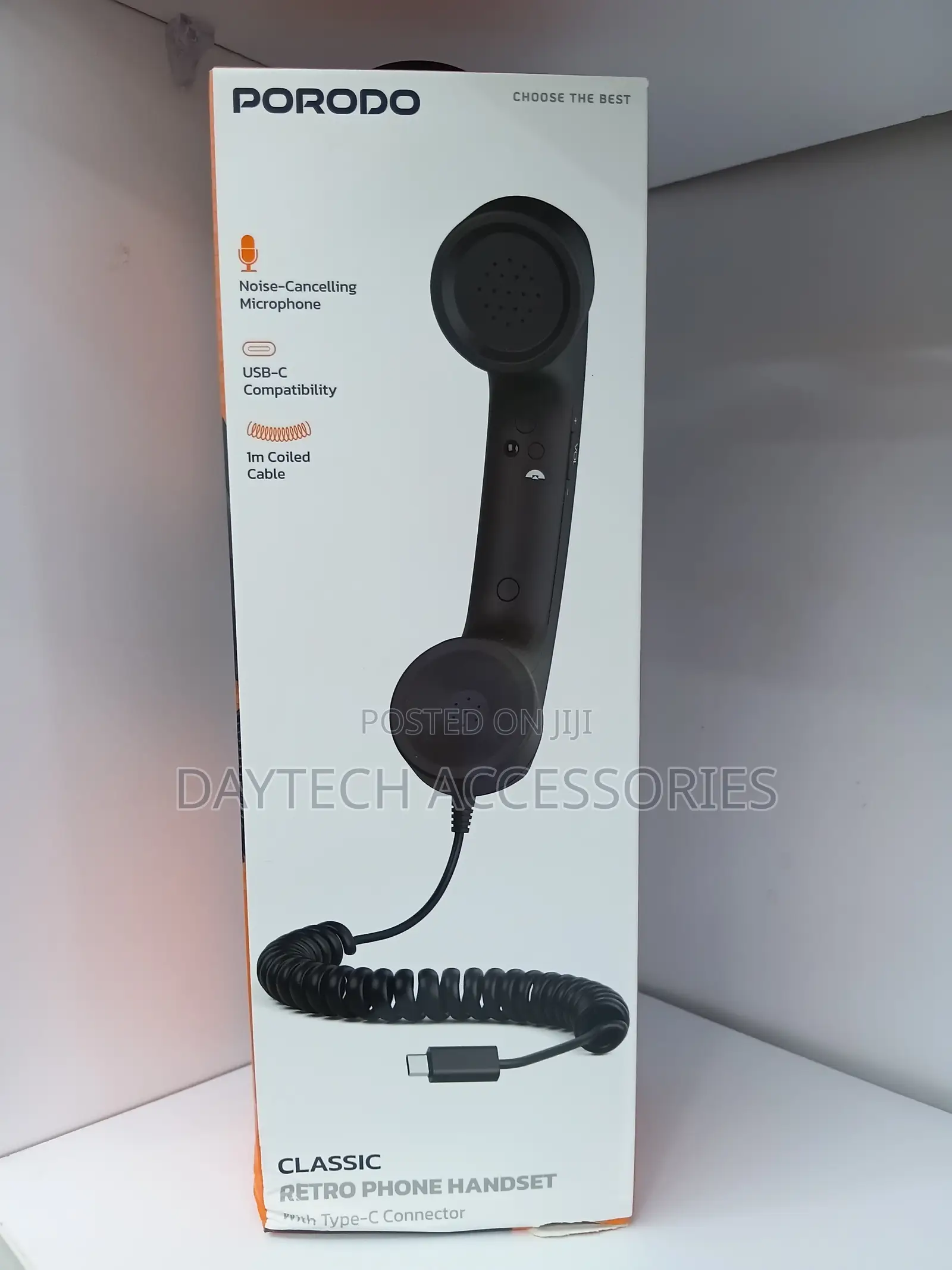 Porodo Retro Phone Handset With Type-C Connector Handheld Receiver